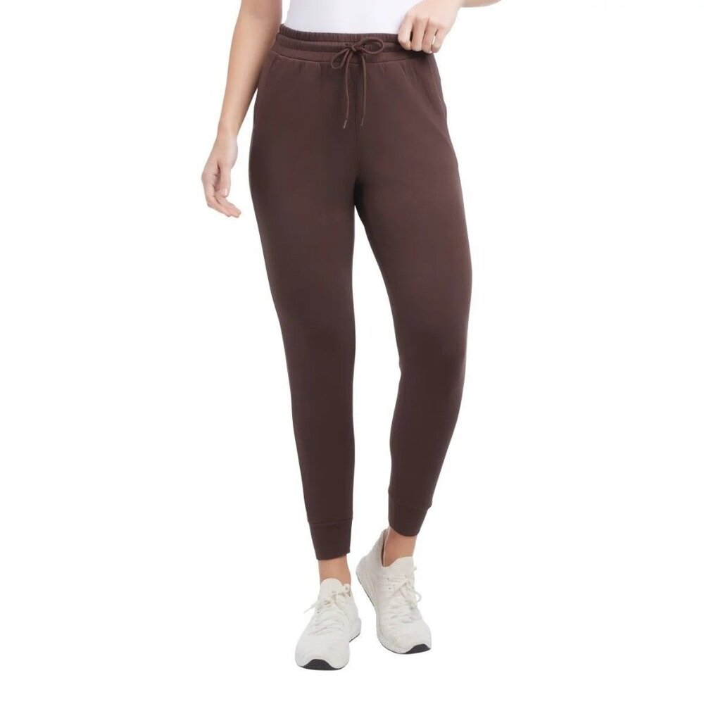 New Danskin M Soft Scuba Pants Jogger Athleisure Drawstring Elastic Waist Brown
